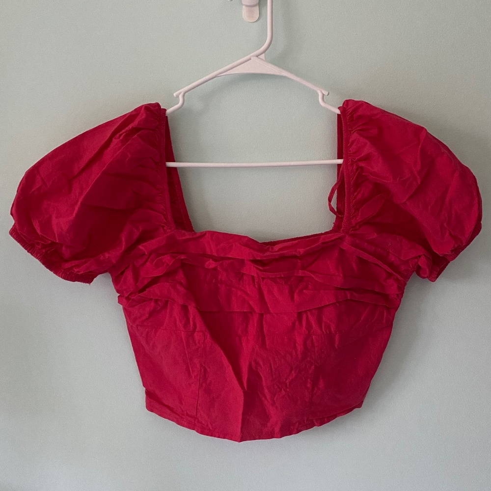 Cropped Puff Sleeve Blouse